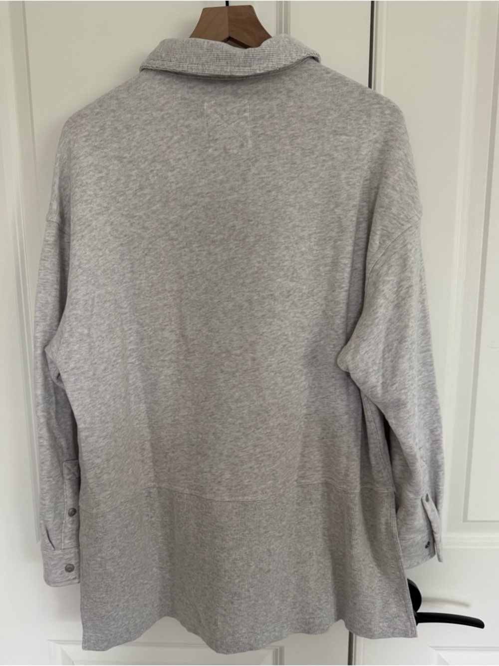 aerie Light Gray Snap-Front Pullover - Picture 2 of 4